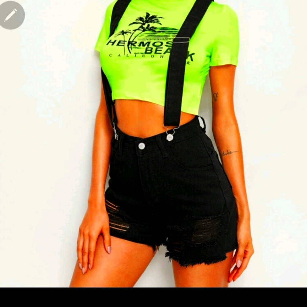 Black overall shorts xl